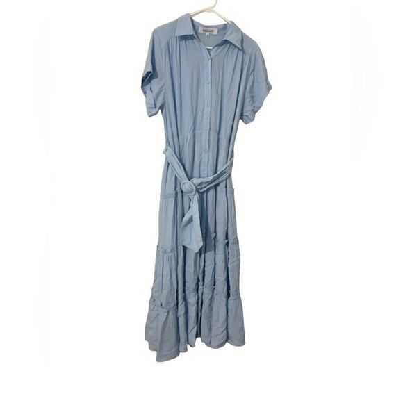 Revolve Elliatt blue tiered maxi dress with belt - Picture 1 of 7
